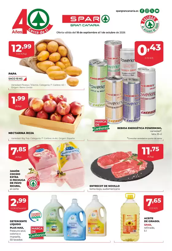 Catálogo SPAR Gran Canaria | Oferta válida del 18 de septiembre al 1 de octubre de 2026 | 2026-09-18T00:00:00.000Z - 2026-10-01T00:00:00.000Z