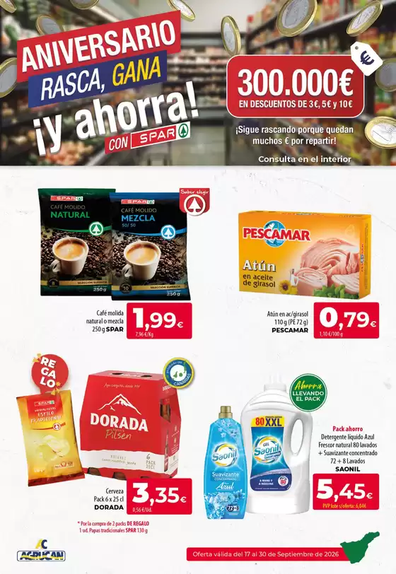 Catálogo Spar Tenerife | Aniversario Rasca, Gana ¡Y Ahorra! Con Spar | 2026-09-18T00:00:00.000Z - 2026-09-30T00:00:00.000Z