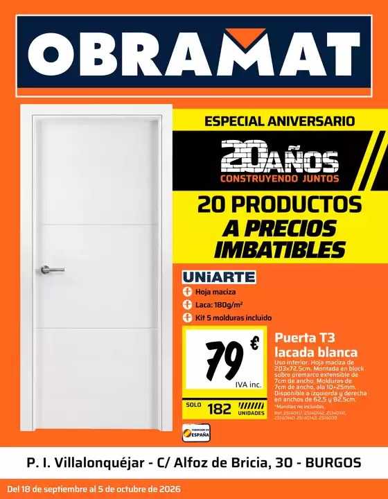 Catálogo Obramat | Especial Aniversario- Burgos | 2026-09-18T00:00:00.000Z - 2026-10-05T00:00:00.000Z