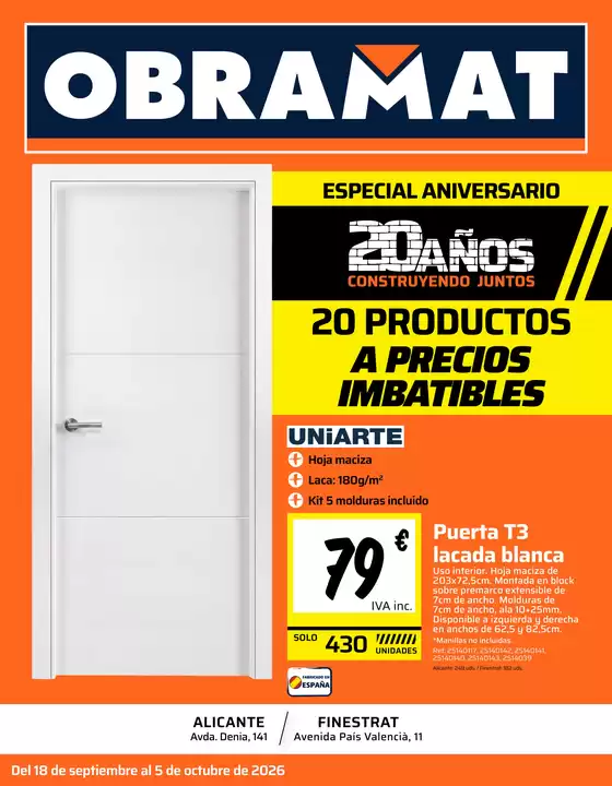 Catálogo Obramat | Especial Aniversario- Alicante | 2026-09-18T00:00:00.000Z - 2026-10-05T00:00:00.000Z