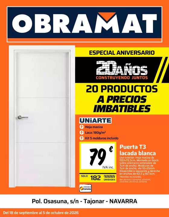 Catálogo Obramat | Especial Aniversario- Navarra | 2026-09-18T00:00:00.000Z - 2026-10-05T00:00:00.000Z