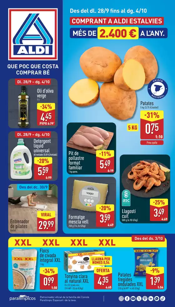 Catálogo ALDI en Salomó | ¡Qué poco cuesta comprar bien! | 2026-09-28T00:00:00.000Z - 2026-10-04T00:00:00.000Z
