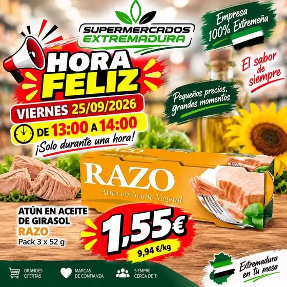 Catálogo Supermercados Extremadura | Hora Feliz | 2026-09-25T00:00:00.000Z - 2026-09-25T00:00:00.000Z