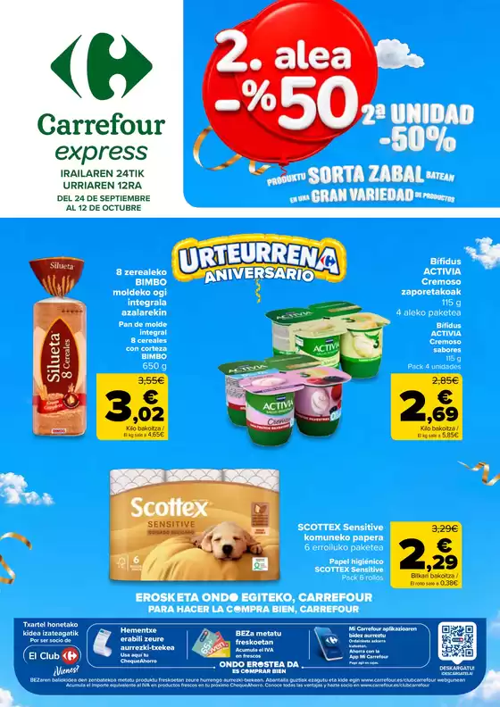 Catálogo Carrefour Express en Castellitx | 2. alea -50% | 2026-09-24T00:00:00.000Z - 2026-10-12T00:00:00.000Z
