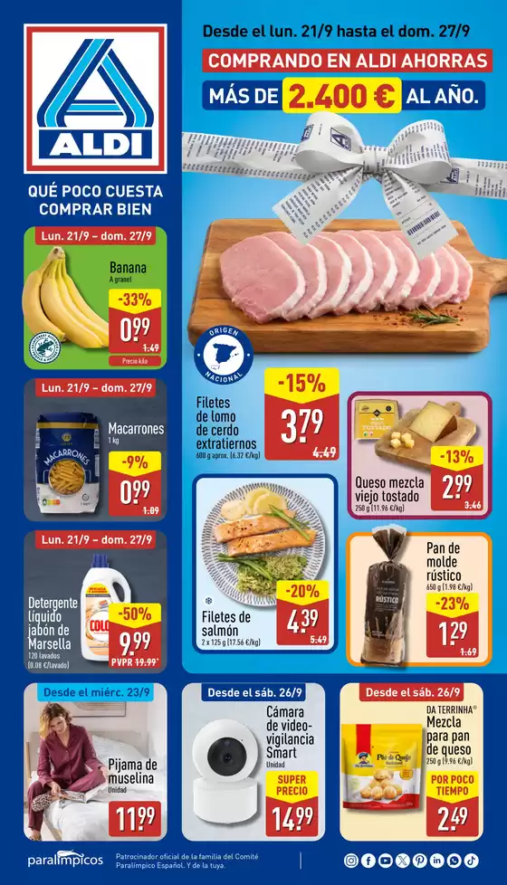 Catálogo ALDI | Comprando en Aldi ahorras más de 2.400 € al año | 2026-09-23T00:00:00.000Z - 2026-09-27T00:00:00.000Z