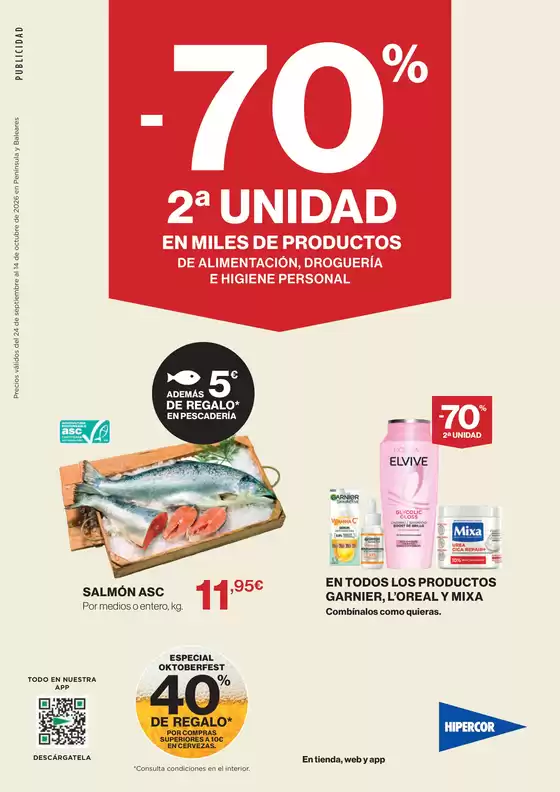 Catálogo Hipercor | -70% 2ª Unidad En Miles De Productos | 2026-09-24T00:00:00.000Z - 2026-10-14T00:00:00.000Z