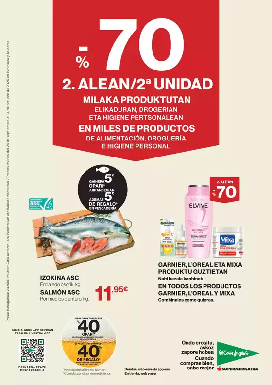 Catálogo El Corte Inglés en Santa Margarida i els Monjos | -70% 2. Alean/2ª Unidad Milaka Produktutan | 2026-09-24T00:00:00.000Z - 2026-10-14T00:00:00.000Z
