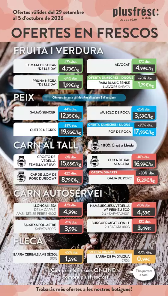 Catálogo Plusfresc | Ofertes de Productes Frescos | 2026-09-29T00:00:00.000Z - 2026-10-05T00:00:00.000Z
