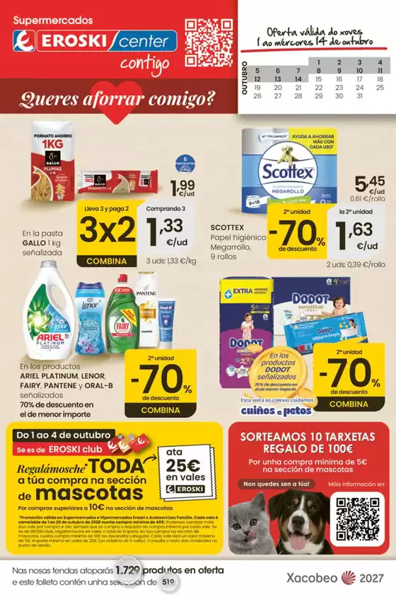 Catálogo Eroski en Lestedo | Queres aforrar conmigo? | 2026-10-01T00:00:00.000Z - 2026-10-14T00:00:00.000Z