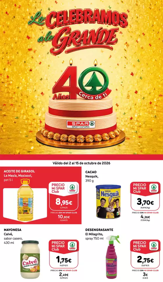 Catálogo SPAR Gran Canaria | Válido del 2 al 15 de octubre de 2026 | 2026-10-02T00:00:00.000Z - 2026-10-15T00:00:00.000Z