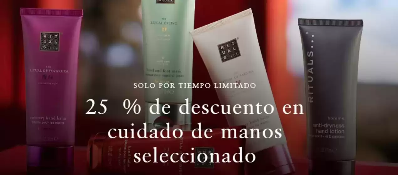 Catálogo Rituals en Valencia | 25% de descuento en cuidado de manos seleccionado | 2026-10-14T00:00:00.000Z - 2026-10-27T00:00:00.000Z