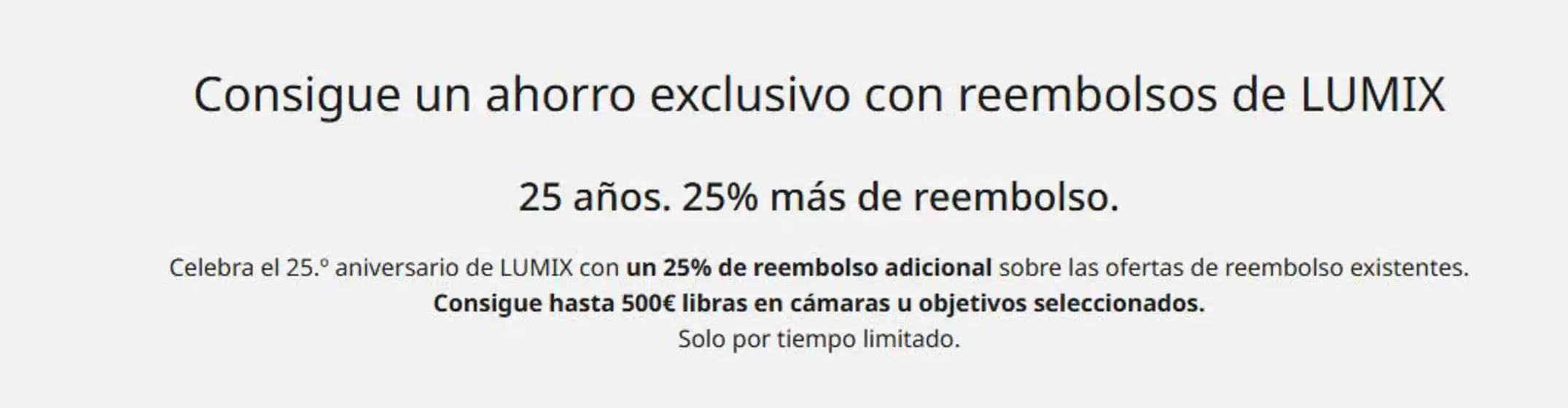 Catálogo Panasonic en Zaragoza | Consigue un ahorro exclusivo con reembolsos de LUMIX | 2026-10-21T00:00:00.000Z - 2026-11-03T00:00:00.000Z