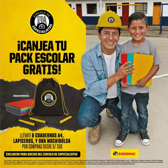 Catálogo Sodimac Constructor | Canjea tu pack escolar gratis! | 2026-03-10T00:00:00.000Z - 2026-04-15T00:00:00.000Z