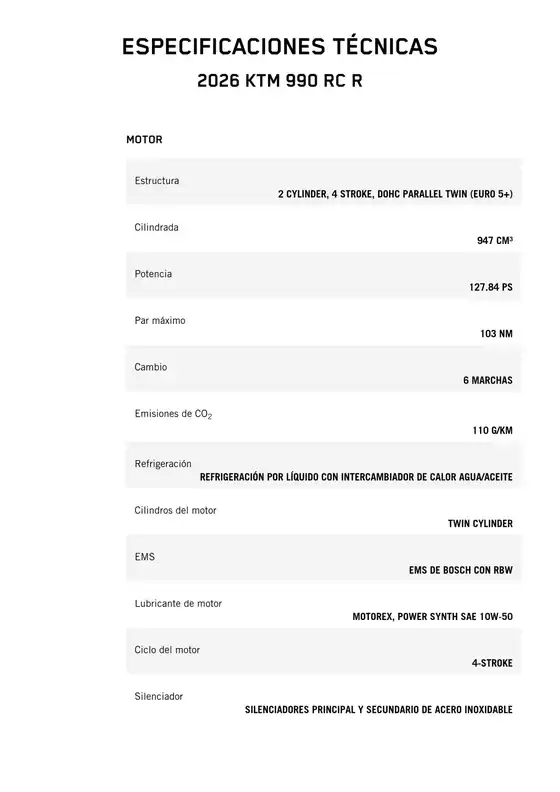 Catálogo KTM | 2026 ktm 990 rc r | 2026-03-16T00:00:00.000Z - 2026-03-30T00:00:00.000Z