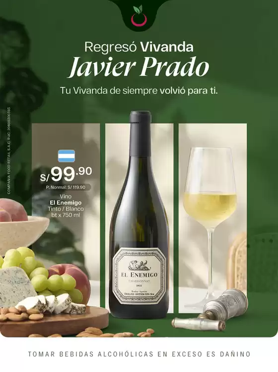 Catálogo Vivanda | ESPECIAL VIVANDA ESPECIAL REAPERTURA JAVIER PRADO | 2026-03-26T00:00:00.000Z - 2026-04-05T00:00:00.000Z