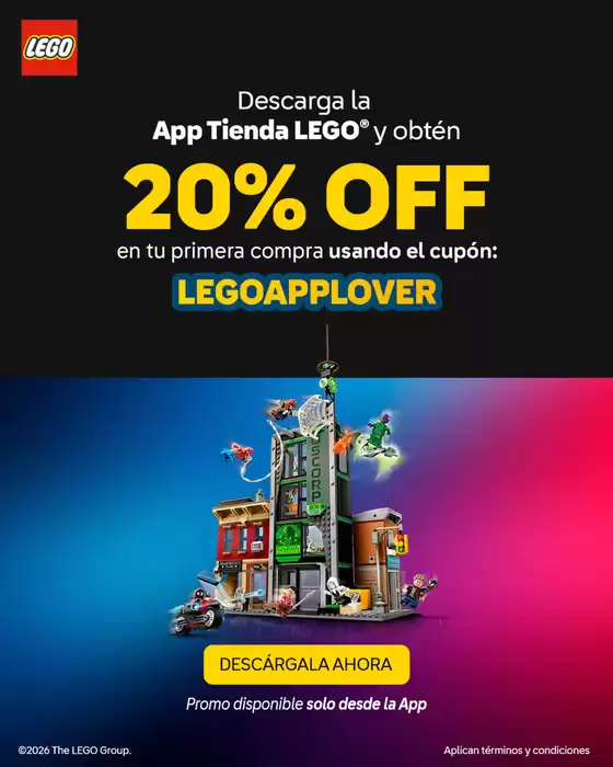 Catálogo LEGO | 20%off en tu primera compra usando el cupon | 2026-03-27T00:00:00.000Z - 2026-04-19T00:00:00.000Z