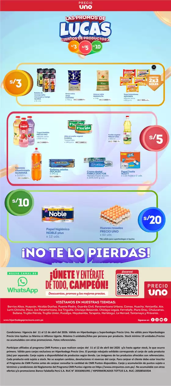 Catálogo Hiperbodega Precio Uno | Ofertas para cazadores de gangas | 2026-04-11T00:00:00.000Z - 2026-04-12T00:00:00.000Z