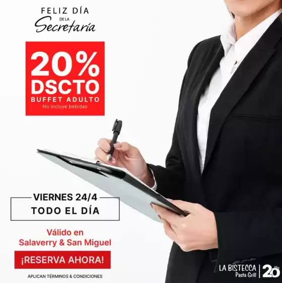 Catálogo La Bistecca | 20%dscto buffet adulto  | 2026-04-23T00:00:00.000Z - 2026-04-24T00:00:00.000Z