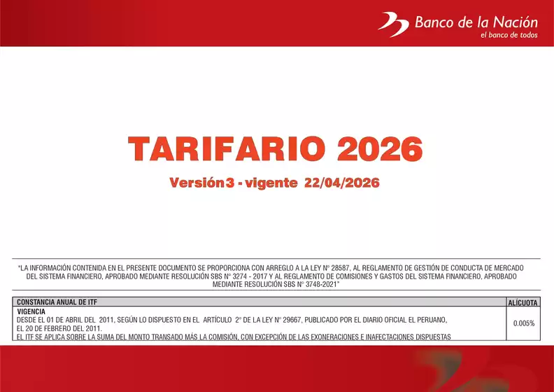 Catálogo Banco de la Nación en Majes | Tarifario  | 2026-04-24T00:00:00.000Z - 2026-12-31T00:00:00.000Z