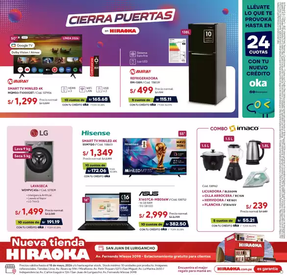Catálogo Hiraoka | Catálogo Hiraoka | 2026-05-18T00:00:00.000Z - 2026-05-18T00:00:00.000Z