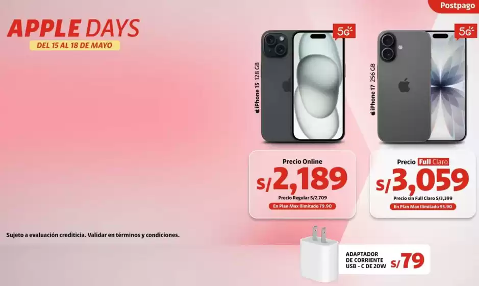 Catálogo Claro | Apple days | 2026-05-18T00:00:00.000Z - 2026-05-18T00:00:00.000Z
