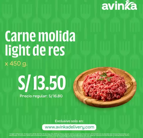 Catálogo Avinka | Carne molida light de res | 2026-05-19T00:00:00.000Z - 2026-05-31T00:00:00.000Z