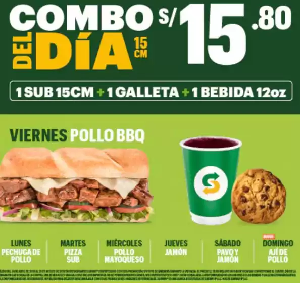 Catálogo Subway | Combo del dia | 2026-05-20T00:00:00.000Z - 2026-05-31T00:00:00.000Z