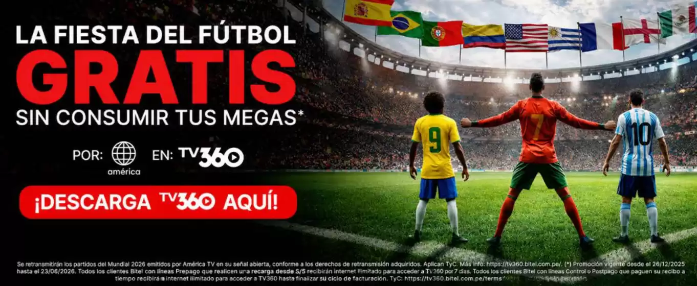 Catálogo Bitel | La fiesta del futbol gratis | 2026-05-28T00:00:00.000Z - 2026-06-23T00:00:00.000Z