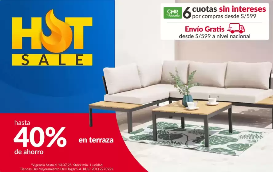 Catálogo Sodimac en Sullana | Hasta 40% en terraza  | 2025-07-09T00:00:00.000Z - 2025-07-13T00:00:00.000Z
