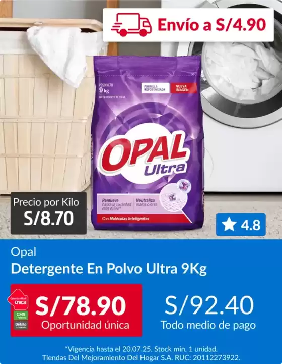 Catálogo Sodimac en Huancayo | Opal  | 2025-07-16T00:00:00.000Z - 2025-07-20T00:00:00.000Z