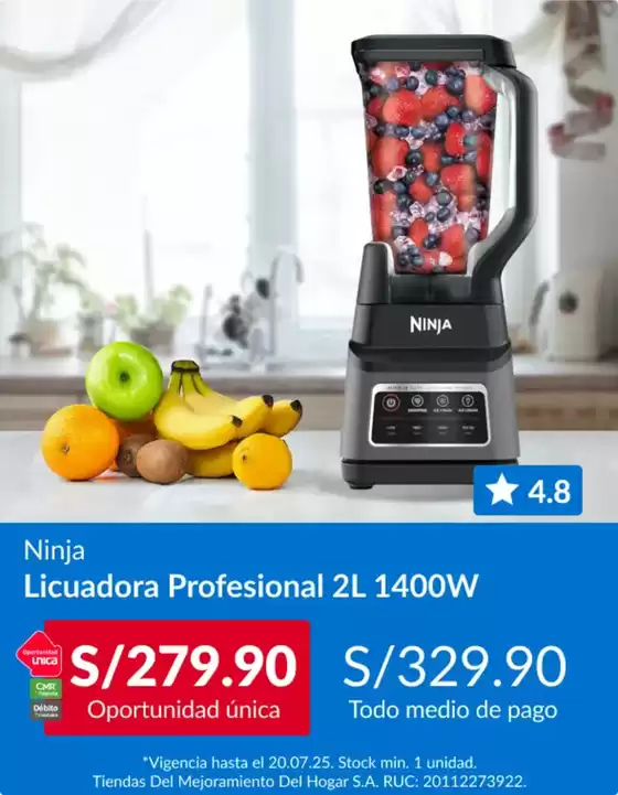 Catálogo Sodimac en Huancayo | Ninja | 2025-07-16T00:00:00.000Z - 2025-07-20T00:00:00.000Z