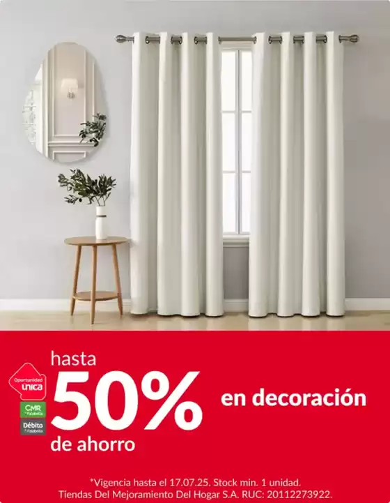 Catálogo Sodimac en Huancayo | Hasta 50% en decoracion | 2025-07-16T00:00:00.000Z - 2025-07-17T00:00:00.000Z