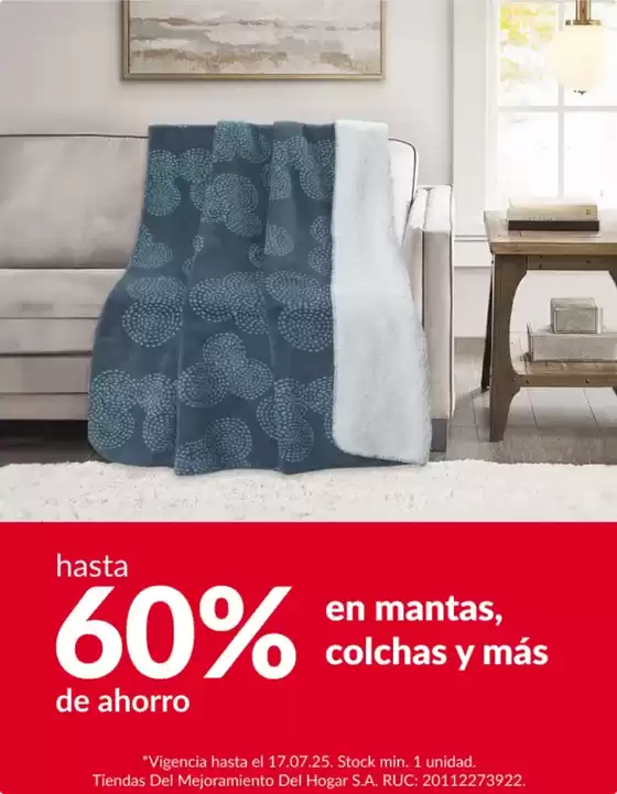 Catálogo Sodimac en Huancayo | Hasta 60% en mnats colchas y mas  | 2025-07-16T00:00:00.000Z - 2025-07-17T00:00:00.000Z