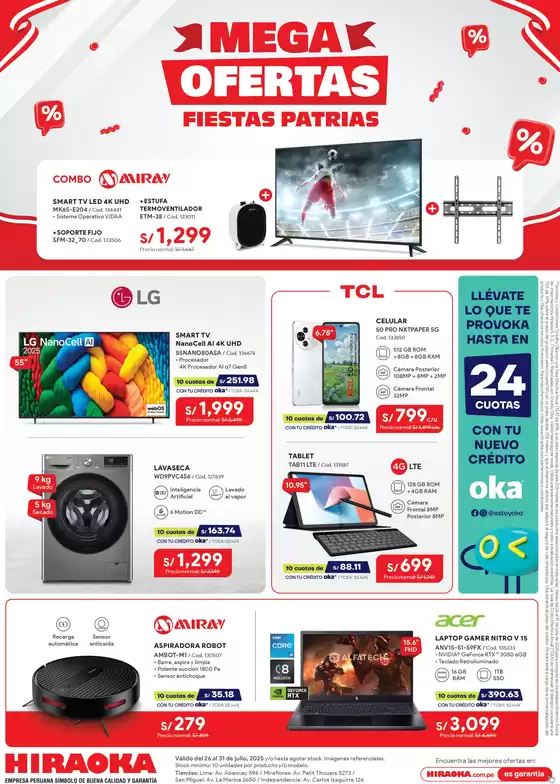 Catálogo Hiraoka en Tarapoto | Mega ofertas | 2025-07-26T00:00:00.000Z - 2025-07-31T00:00:00.000Z