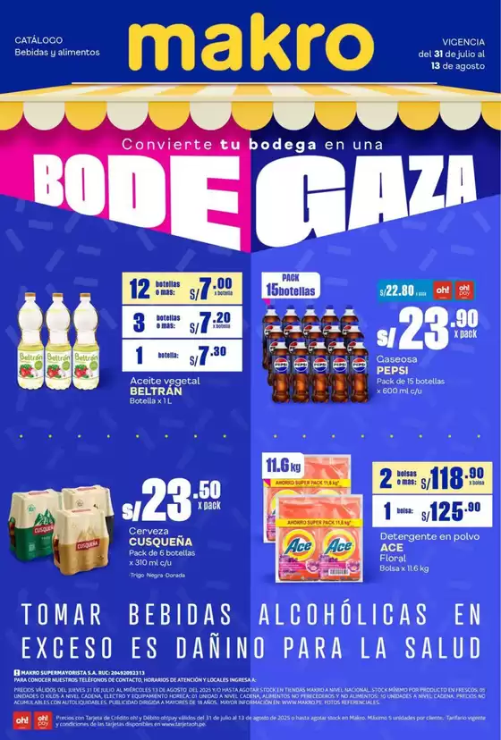 Catálogo Makro en Puno |  Bodega  | 2025-07-31T00:00:00.000Z - 2025-08-13T00:00:00.000Z