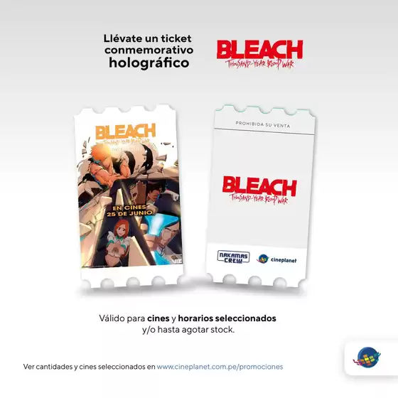 Catálogo CinePlanet | Llevate une ticket conmemorativo holografico | 2026-06-19T00:00:00.000Z - 2026-06-25T00:00:00.000Z