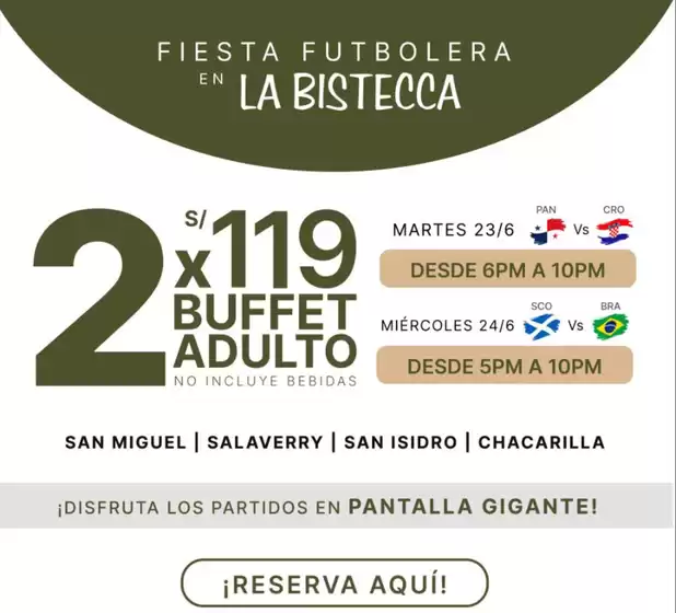 Catálogo La Bistecca | Fiesta del futbolera  | 2026-06-22T00:00:00.000Z - 2026-06-24T00:00:00.000Z