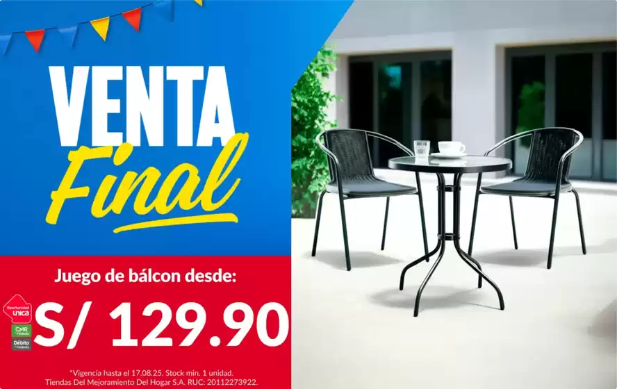 Catálogo Sodimac | Juego de balcon  | 2025-08-12T00:00:00.000Z - 2025-08-17T00:00:00.000Z