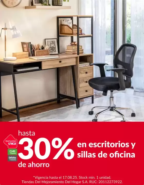 Catálogo Sodimac | Hasta 30% en escirtorio y sillas de oficina  | 2025-08-12T00:00:00.000Z - 2025-08-17T00:00:00.000Z