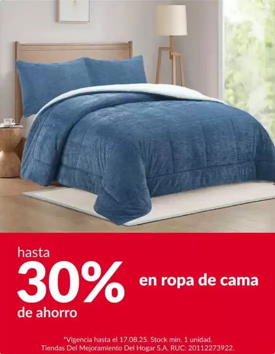 Catálogo Sodimac | Hasta 30% en ropa de cama | 2025-08-12T00:00:00.000Z - 2025-08-17T00:00:00.000Z