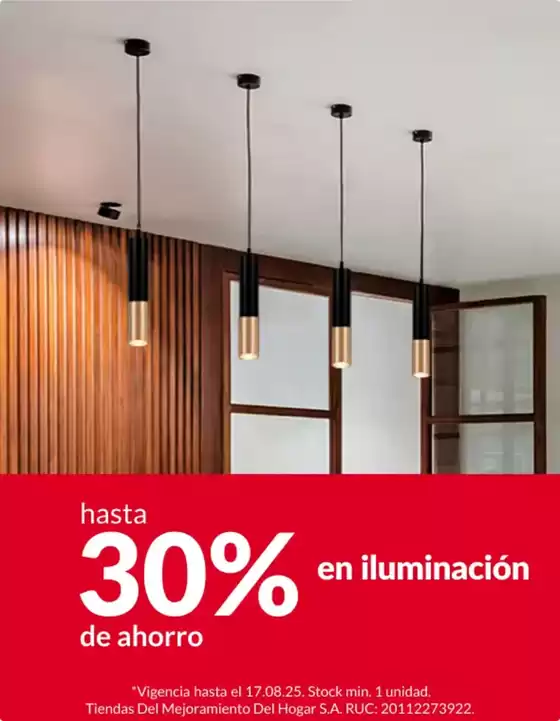 Catálogo Sodimac | Hasta 30% en iluminacion  | 2025-08-12T00:00:00.000Z - 2025-08-17T00:00:00.000Z