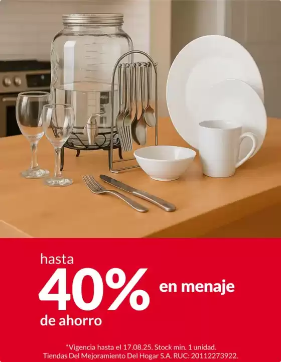 Catálogo Sodimac | Hasta 40% en menaje  | 2025-08-12T00:00:00.000Z - 2025-08-17T00:00:00.000Z