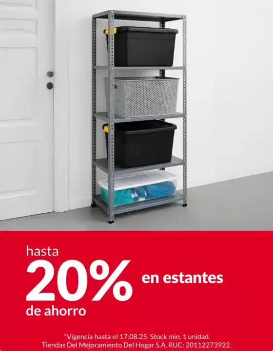 Catálogo Sodimac | Hasta 20% en estantes  | 2025-08-12T00:00:00.000Z - 2025-08-17T00:00:00.000Z