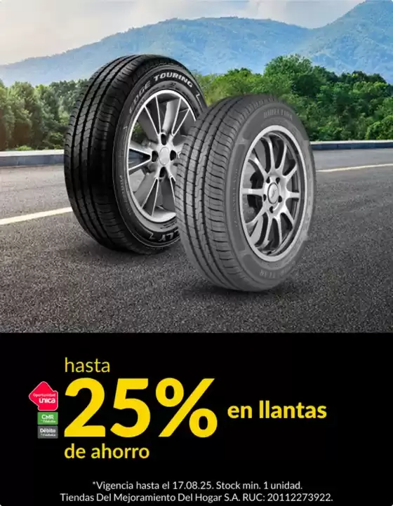 Catálogo Sodimac | Hasta 25% en llantas  | 2025-08-12T00:00:00.000Z - 2025-08-17T00:00:00.000Z