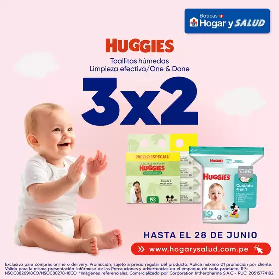 Catálogo Hogar Y Salud en Chimbote | Huggies 3x2 | 2026-06-25T00:00:00.000Z - 2026-06-28T00:00:00.000Z