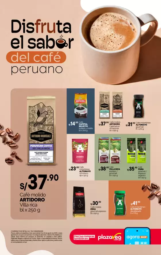 Catálogo Plaza Vea en Lurín | AVISO CAFÉ PERUANO | 2025-08-15T00:00:00.000Z - 2025-08-22T00:00:00.000Z