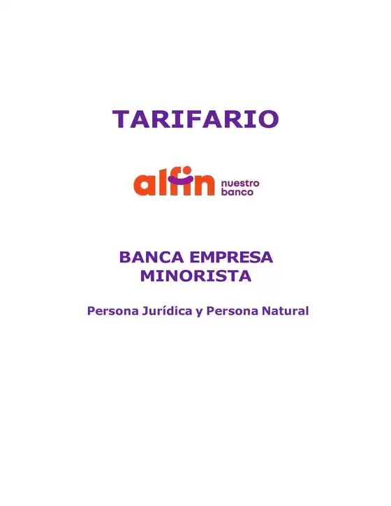 Catálogo Alfin Banco | Banca empresa minorista  | 2025-08-18T00:00:00.000Z - 2025-08-31T00:00:00.000Z