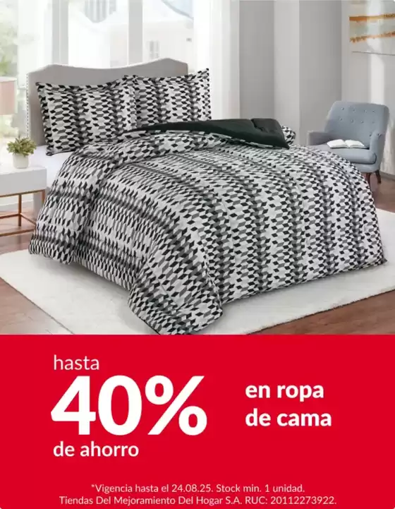 Catálogo Sodimac | Hasta 40% en ropa de cama  | 2025-08-19T00:00:00.000Z - 2025-08-24T00:00:00.000Z