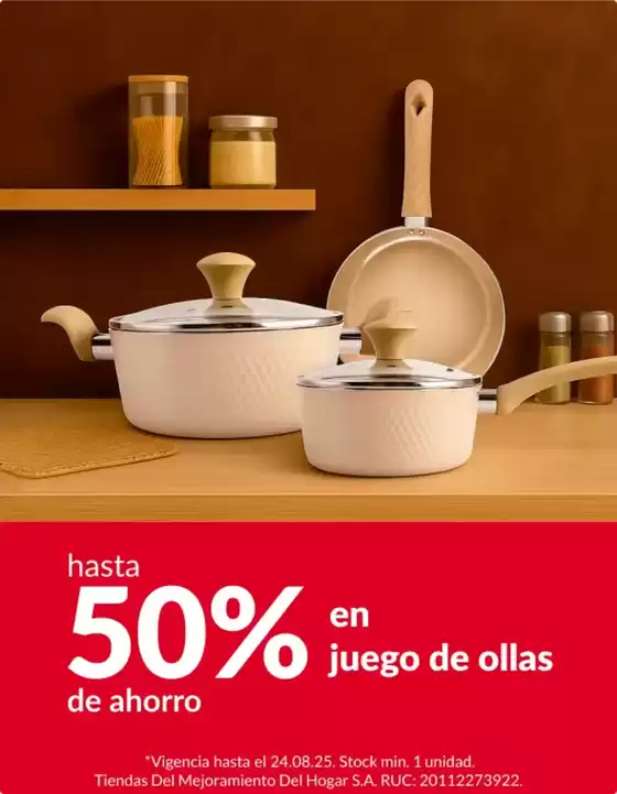 Catálogo Sodimac | Hasta 50% en juego de ollas  | 2025-08-19T00:00:00.000Z - 2025-08-24T00:00:00.000Z
