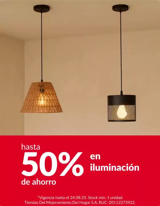 Catálogo Sodimac | Hasta 50% en iluminacion  | 2025-08-19T00:00:00.000Z - 2025-08-24T00:00:00.000Z